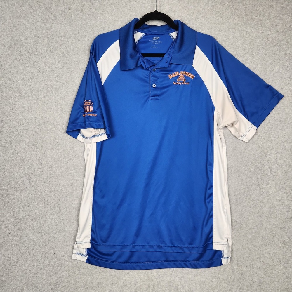 Rail South Union Pacific Polo Shirt Mens Extra Large Blue Safety First Railroad
